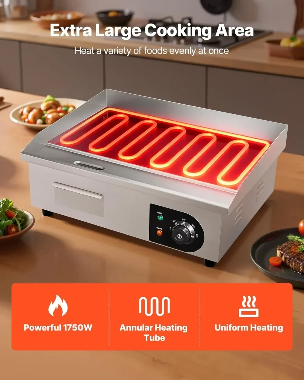 Electric Griddle Flat Top - Chapa Elétrica Comercial de Alta Performance