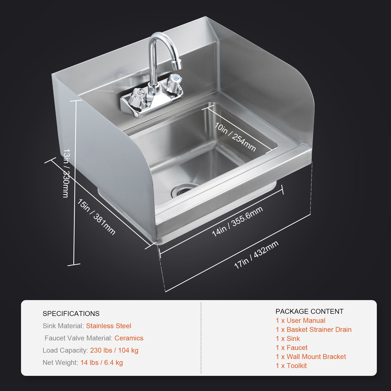 Commercial Kitchen Walls - Pia Comercial para Mãos com Torneira