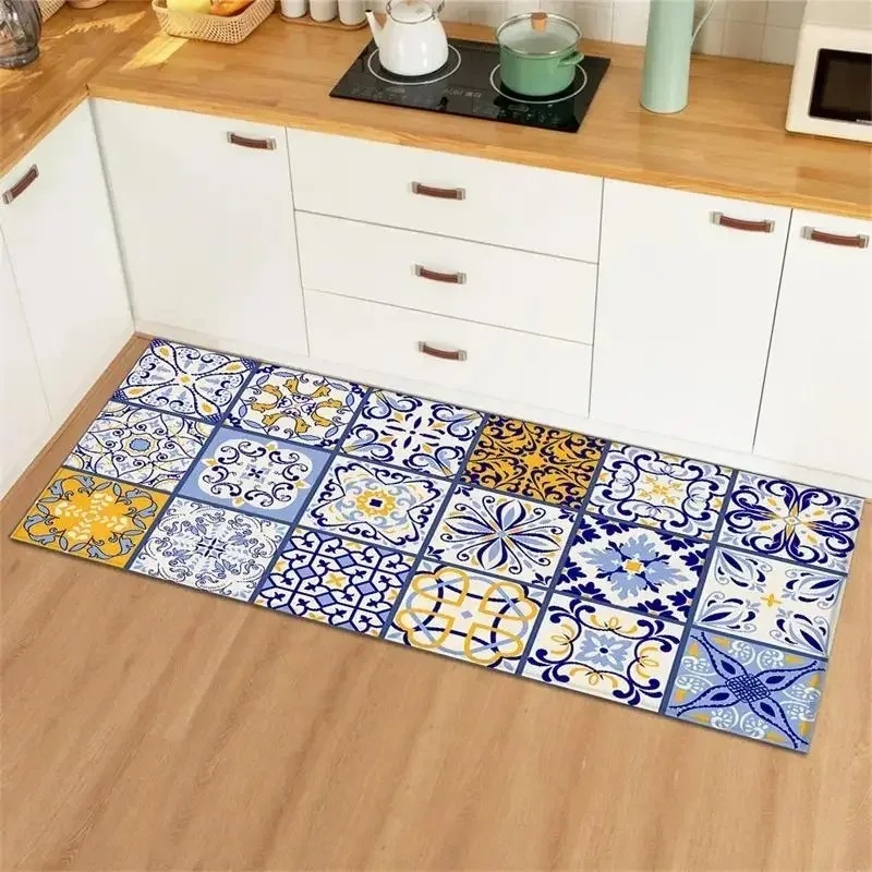 Commercial Kitchen Tile - Azul amarelo vintage telha colagem cozinha