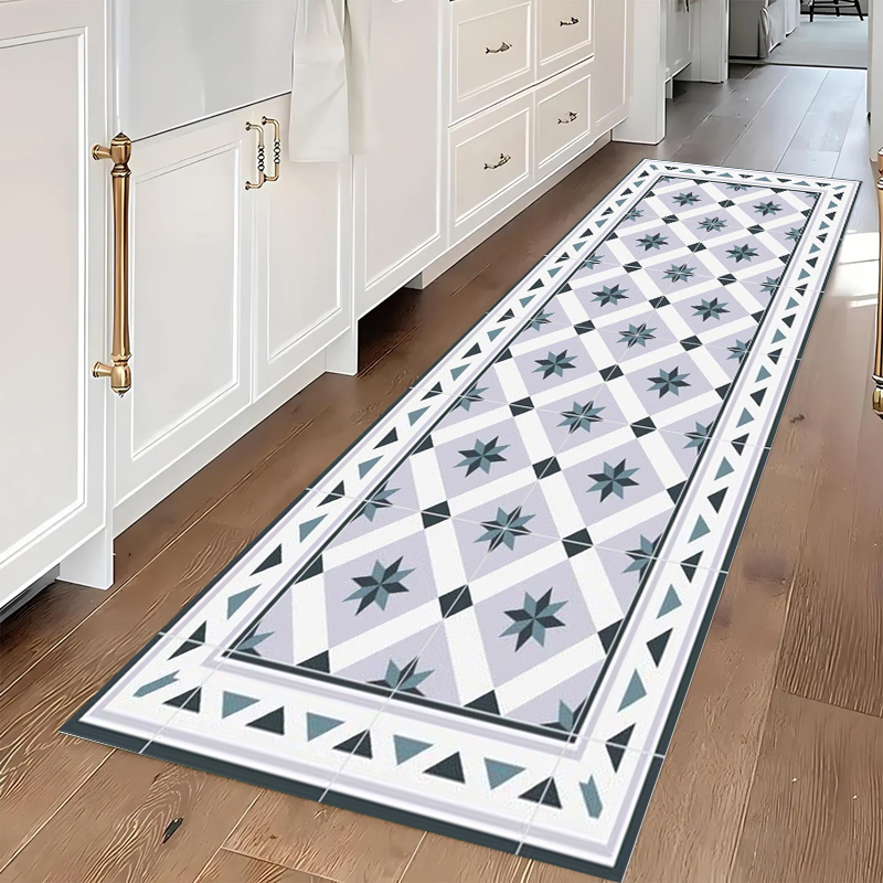 Commercial Kitchen Tile - Tapete Runner com Estampa Geométrica Azul