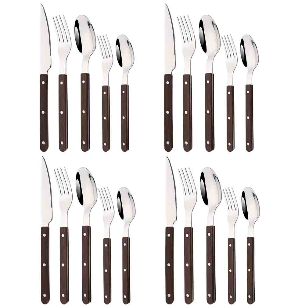 Commercial Kitchen Knife Set - 5/20 pçs imitação de madeira prata
