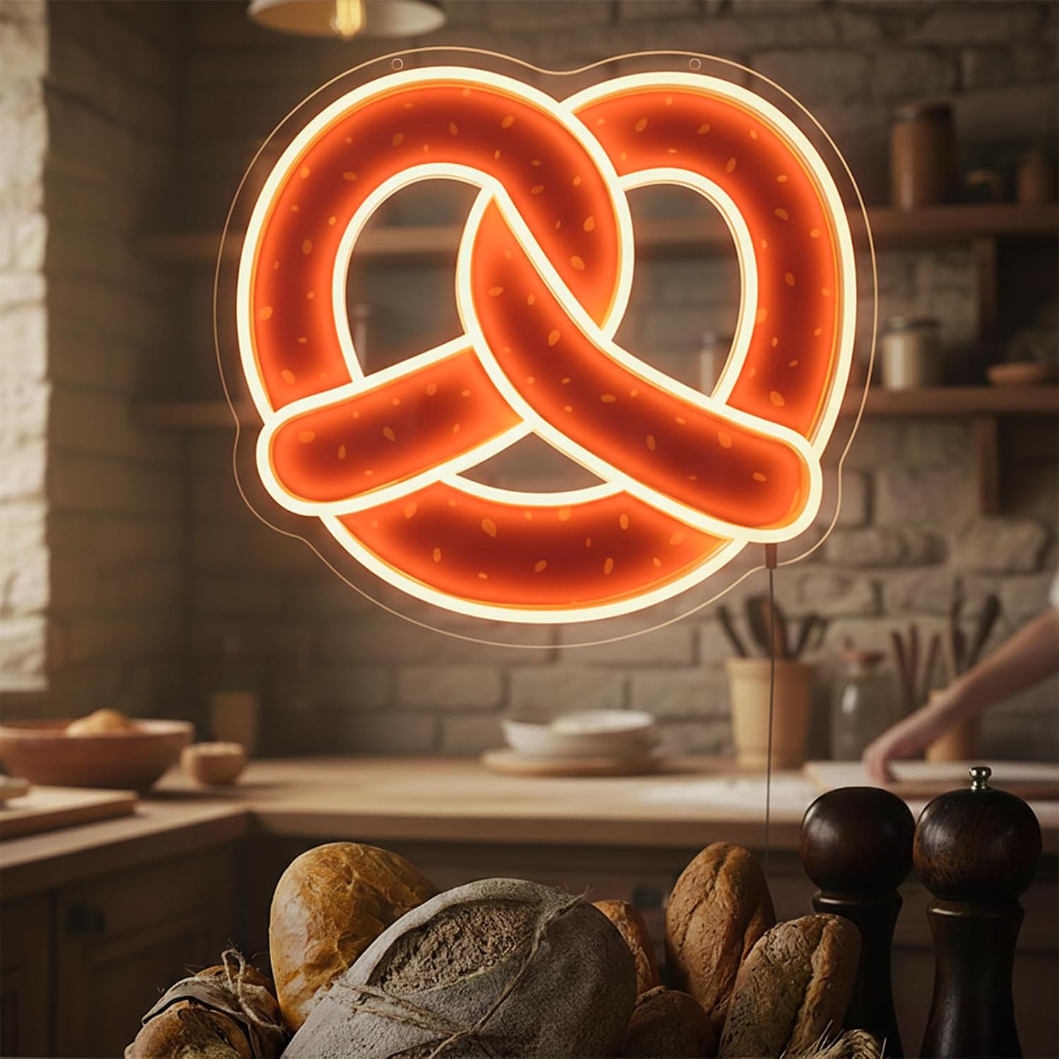 Commercial Kitchen Walls - Letreiro Neon Pretzel com LED Alimentado